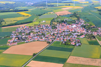 Aerial view of District Forst in Schonungen in the state Bavaria, Germany