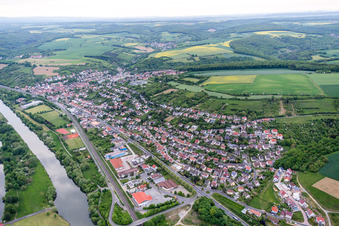 Village on the river bank areas of the Main river in Schonungen in the state Bavaria, Germany