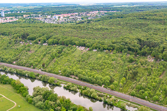 Aerial photograpy of Mainleite and Bismarckhöhe in Schweinfurt in the state Bavaria, Germany