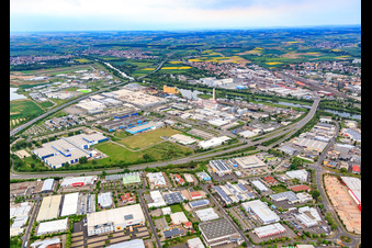 Industrial area Hafen West with SKF GmbH Plant 3, ZF Friedrichshafen Plant South and GKS in Schweinfurt in the state Bavaria, Germany