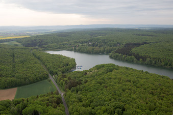 Aerial view of Ellertshäuser See in the district Altenmünster in Stadtlauringen in the state Bavaria, Germany