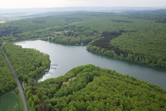 Aerial photograpy of Ellertshäuser See in the district Altenmünster in Stadtlauringen in the state Bavaria, Germany