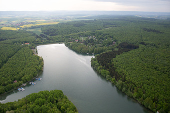 Ellertshäuser See in the district Altenmünster in Stadtlauringen in the state Bavaria, Germany from above