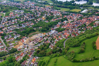 Aerial photograpy of Hofheimer Street in Schonungen in the state Bavaria, Germany