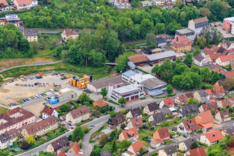 Aerial view of Volunteer Fire Department Schonungen in Schonungen in the state Bavaria, Germany