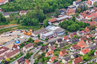 Aerial photograpy of Volunteer Fire Department Schonungen in Schonungen in the state Bavaria, Germany