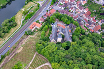 Castle Mainberg in the district Mainberg in Schonungen in the state Bavaria, Germany from above
