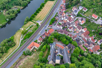 Castle Mainberg in the district Mainberg in Schonungen in the state Bavaria, Germany out of the air