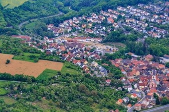 Main Street in Schonungen in the state Bavaria, Germany
