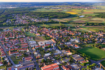 Aerial view of METZBUS Heinrich Metz, owner Harry Metz eK in Schwebheim in the state Bavaria, Germany