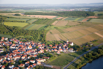 Aerial view of Church path in the district Stammheim in Kolitzheim in the state Bavaria, Germany