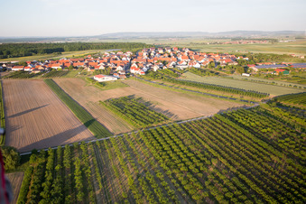 Aerial view of District Lindach in Kolitzheim in the state Bavaria, Germany