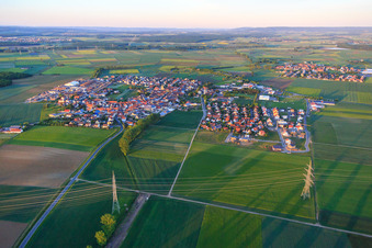 Village view from the west in the district Unterspiesheim in Kolitzheim in the state Bavaria, Germany