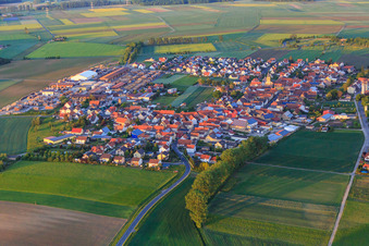 Aerial view of Village view from the west in the district Unterspiesheim in Kolitzheim in the state Bavaria, Germany