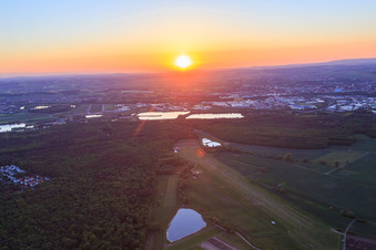 Oblique view of Schweinfurt-Süd Airport EDFS at sunset in Gochsheim in the state Bavaria, Germany