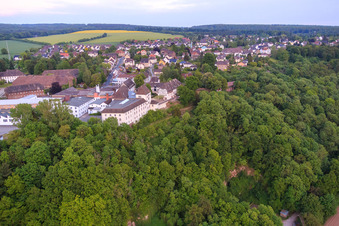 Aerial view of Fürsstenberg porcelain factory in Fürstenberg in the state Lower Saxony, Germany