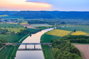 Kennedy Bridge over the Weser in the district Wehrden in Beverungen in the state North Rhine-Westphalia, Germany