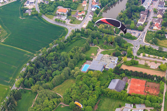Aerial view of Tennis Club Grün-Weiß Bad Meinberg eV in the district Bad Meinberg in Horn-Bad Meinberg in the state North Rhine-Westphalia, Germany