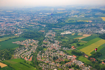 Aerial view of City view from the south in the district Spork-Eichholz in Detmold in the state North Rhine-Westphalia, Germany