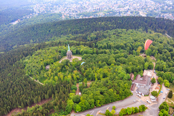 Aerial view of Hermann Monument in the district Hiddesen in Detmold in the state North Rhine-Westphalia, Germany