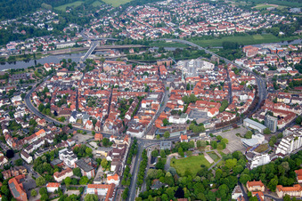 Old Town area and city center in Hameln in the state Lower Saxony, Germany