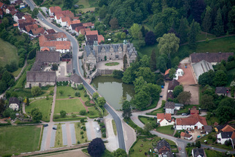 Building and castle park systems of water castle Schloss Haemelschenburg in the district Haemelschenburg in Emmerthal in the state Lower Saxony, Germany