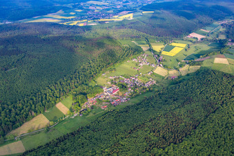 Aerial view of Town View of the streets and houses of the residential areas in the district Amelith in Bodenfelde in the state Lower Saxony