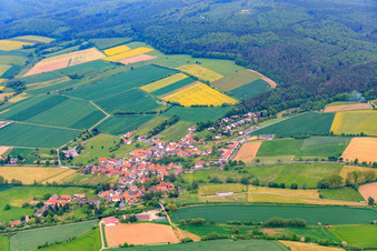 Aerial view of Village view from the northeast in the district Arenborn in Wesertal in the state Hesse, Germany