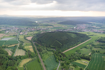 Curved loop of the riparian zones on the course of the river of Schwuelme in Bodenfelde in the state Lower Saxony, Germany