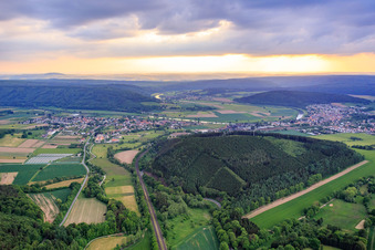 Curved loop of the Weser in Bodenfelde in the state Lower Saxony, Germany