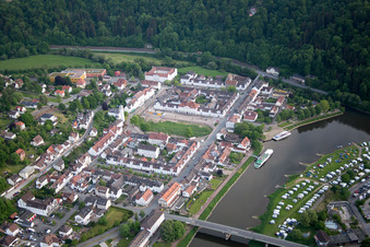 Village on the river bank areas of the Weser river in the district Karlshafen in Bad Karlshafen in the state Hesse