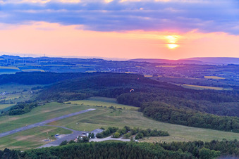 Aerial photograpy of Höxter-Holzminden Airport (EDVI) on the Rauschenberg in the district Albaxen in Höxter in the state North Rhine-Westphalia, Germany