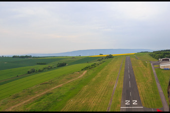 Oblique view of Airport Bad Pyrmont (EDVW) in the district Kleinenberg in Bad Pyrmont in the state Lower Saxony, Germany