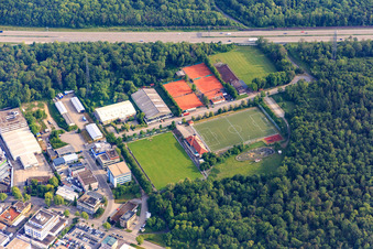 Sports fields of the Turngemeinde Pforzheim 1888 eV and the SV Kickers Pforzheim eV in the district Nordstadt in Pforzheim in the state Baden-Wuerttemberg, Germany