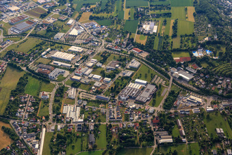 Lohäckerstraße commercial area with STÖBER Antriebstechnik GmbH & Co.KG, Deutsche Post Briefzentrum 75 and Weber-Ingenieure GmbH in the district Nordstadt in Pforzheim in the state Baden-Wuerttemberg, Germany