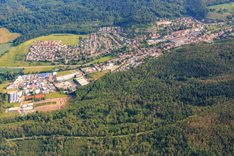 Aerial view of View of the town in Kraichgau from the south in Maulbronn in the state Baden-Wuerttemberg, Germany