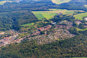 Oblique view of View of the town in Kraichgau from the south in Maulbronn in the state Baden-Wuerttemberg, Germany