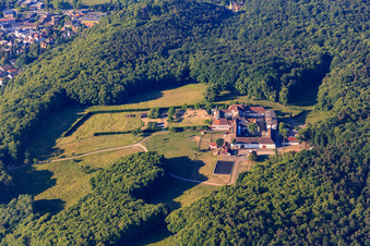Oblique view of Horse boarding at the Liebfrauenberg Monastery in Bad Bergzabern in the state Rhineland-Palatinate, Germany