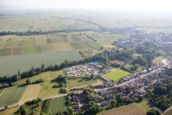 Aerial photograpy of Camping in the Klingbachtal in the district Klingen in Heuchelheim-Klingen in the state Rhineland-Palatinate, Germany