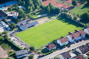Sports fields in the district Ingenheim in Billigheim-Ingenheim in the state Rhineland-Palatinate, Germany
