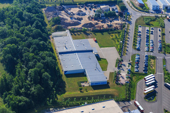 Horst Industrial Estate, Alfa Aesar GmbH in the district Minderslachen in Kandel in the state Rhineland-Palatinate, Germany viewn from the air