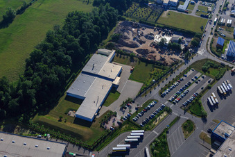Drone recording of Horst Industrial Estate, Alfa Aesar GmbH in the district Minderslachen in Kandel in the state Rhineland-Palatinate, Germany