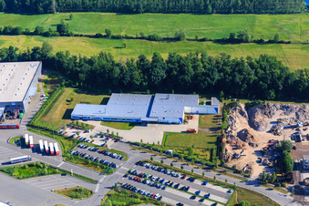 Horst Industrial Estate, Alfa Aesar GmbH in the district Minderslachen in Kandel in the state Rhineland-Palatinate, Germany seen from a drone