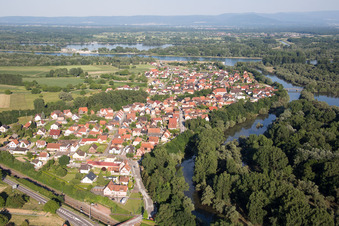 Aerial view of Munchhausen in the state Bas-Rhin, France