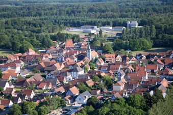 Aerial view of Niederrœdern in the state Bas-Rhin, France