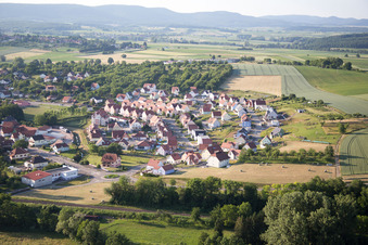 Bird's eye view of Soultz-sous-Forêts in the state Bas-Rhin, France