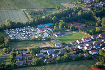 Camping in the Klingbachtal in the district Klingen in Heuchelheim-Klingen in the state Rhineland-Palatinate, Germany out of the air