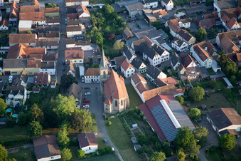 District Ingenheim in Billigheim-Ingenheim in the state Rhineland-Palatinate, Germany viewn from the air