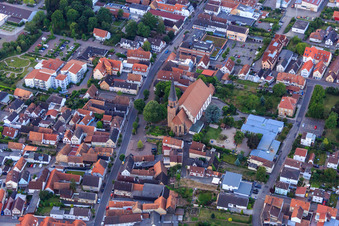 Church of St. Mary Assumption and Catholic Parish Hall of St. Mary Assumption in Herxheim bei Landau in the state Rhineland-Palatinate, Germany