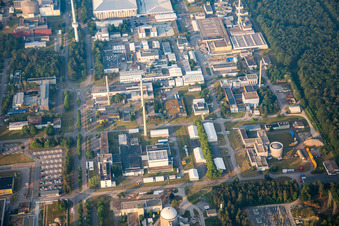 Oblique view of KIT Campus North in the district Leopoldshafen in Eggenstein-Leopoldshafen in the state Baden-Wuerttemberg, Germany